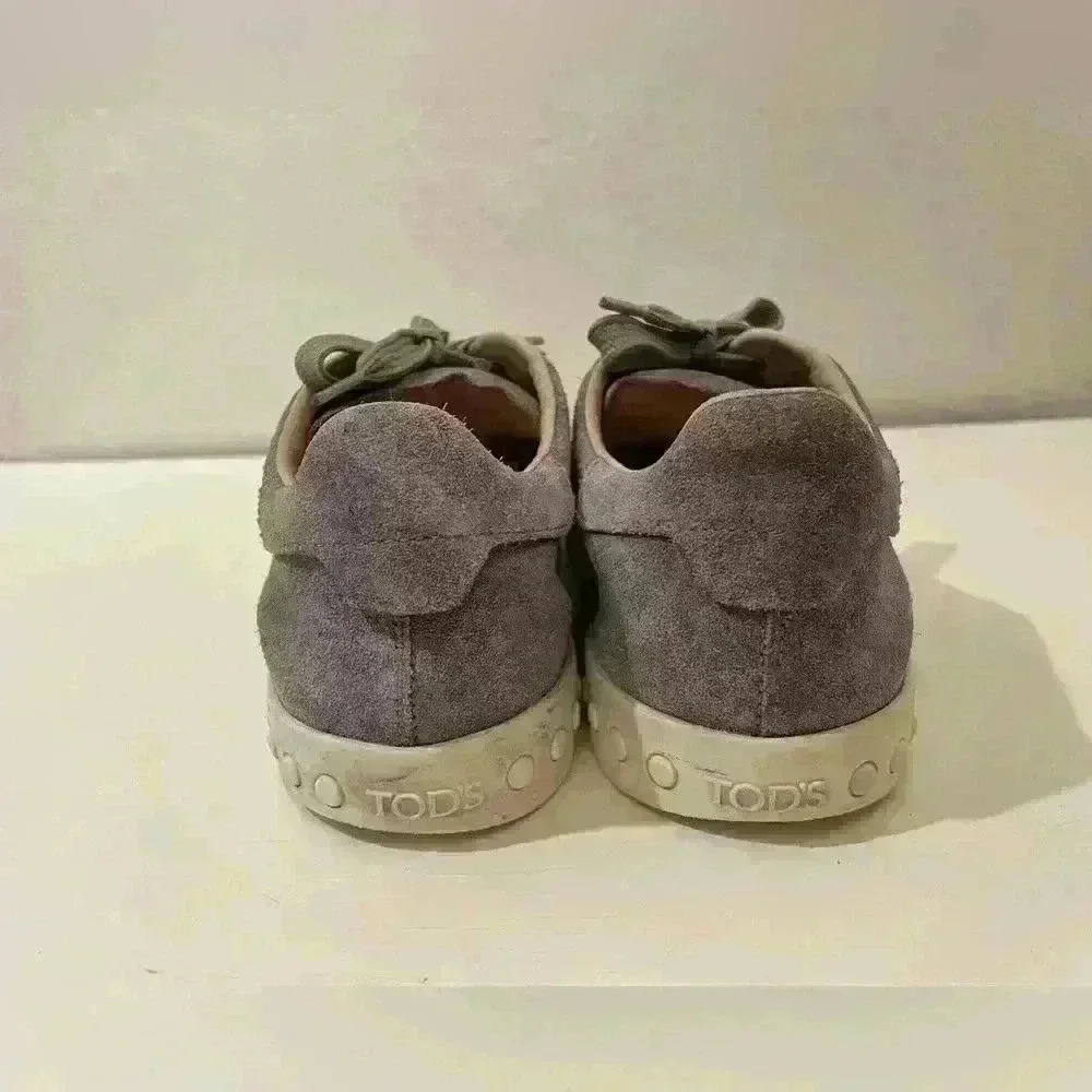 Tod's Trainers Sneakers Womens Beige Suede Studded Low Top Lace Up Size 7.5 - Picture 7 of 10